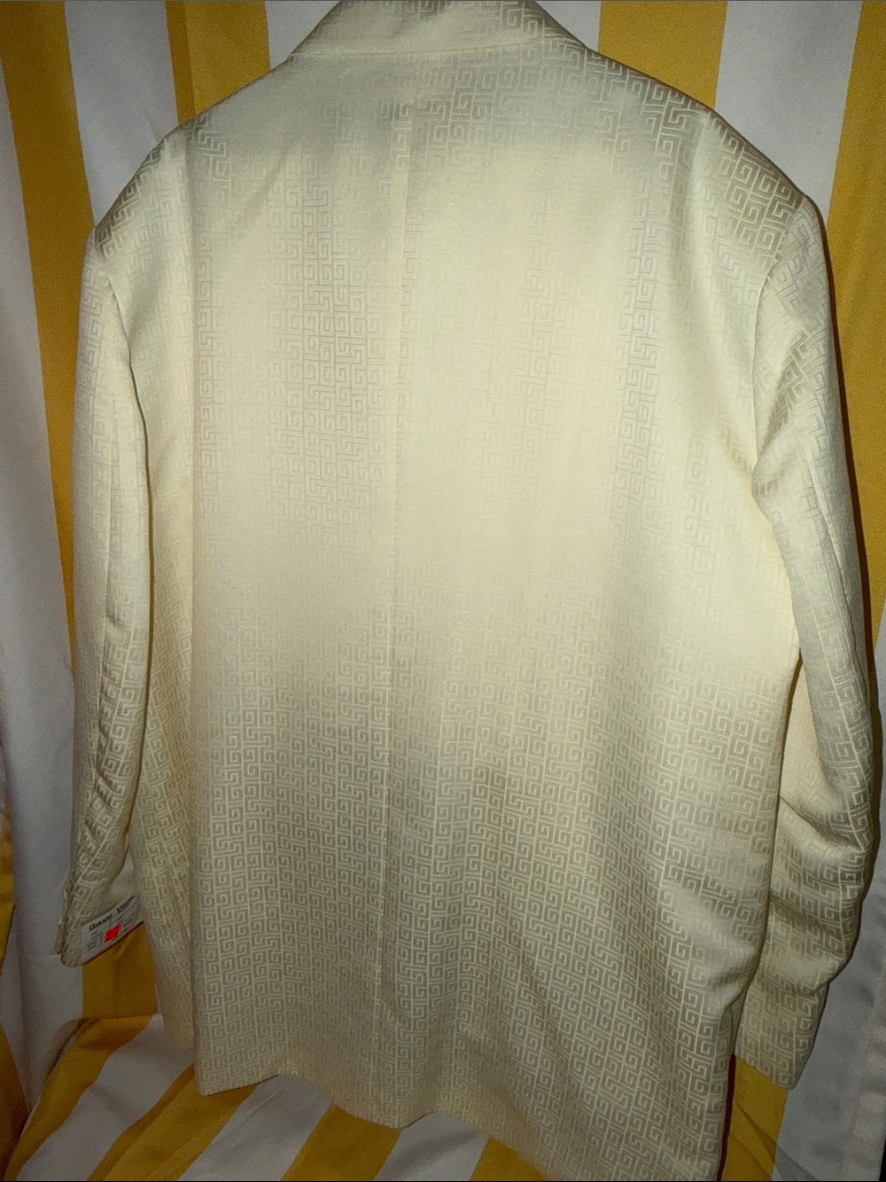 Gianni Vironi Men’s 52L 48W cream color chain link Jacquard suit / NEW - Picture 5 of 5